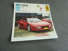 Voitures De Sport - Ferrari 512 TR - Moteur Central Arrière, 12 Cylindres à 180° Tout Alu - Italie - Fiche Technique - - Deportes