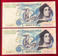 500000 Lire Raffaello Non Circolati Ma Non Perfetti Lotto Di 2 Es. Consecutivi Sup+  LOTTO 270 - 500000 Lire