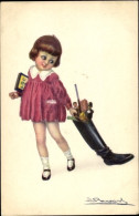 Artiste CPA Glückwunsch Weihnachten, Mädchen Mit Geschenken Im Stiefel - Sonstige & Ohne Zuordnung