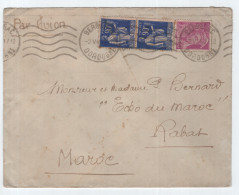 MERCURE 20C+ PAIX 90C BLEUX2 LETTRE AVION MEC BERGERAC 1941 POUR LA MAROC AU TARIF - 1938-42 Mercure