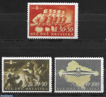 Croatia 1945 Sturmdivision 3v, Unused (hinged), History - Various - Militarism - Maps - Militaria