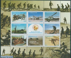 Uzbekistan 2001 Independence, Army 8v M/s, Mint NH, History - Transport - Militarism - Helicopters - Aircraft & Aviation - Militaria