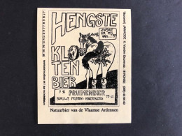 Etiket étiquette Brouwerij JAWADDE Ronse HENGSTE KLOTENBIER - Bier