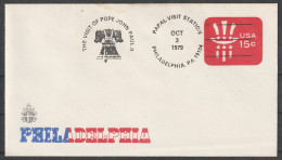 USA: 1979, GA- Blankoumschlag PHILADELPHIA , MWStpl. PAPAL VISIT STATION / PHILADELPHIA - 1961-80