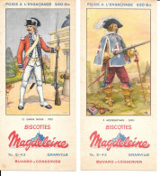 GF1182 - DEUX BUVARDS BISCOTTES MAGDELEINE - MOUSQUETAIRE - GARDE SUISSE - FORMAT 9 X 20 CM - M
