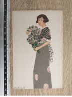 ILLUSTRATEUR MELA KOEHLER #FG62011 SERIE WIENER WERKSTAETTEN N° 738 FEMME ET BOUQUET DE GUI - Wiener Werkstätten