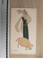 ILLUSTRATEUR MELA KOEHLER #FG62013 SERIE WIENER WERKSTAETTEN N° 482 FEMME ET COCHON - Wiener Werkstätten
