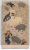 ILLUSTRATEUR MELA KOEHLER #FG60883 SERIE WIENER WERKSTAETTEN N° 485 FEMME ET COCHONS VOIR ETAT ANGLES ET DECOLLEE - Wiener Werkstätten