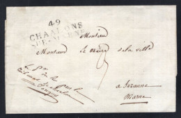 LETTRE MARQUE LINEAIRE - 49 CHAALON SUR MARNE ( 41 X 16 Mm ) En Noir - Dept Marne - 1701-1800: Précurseurs XVIII