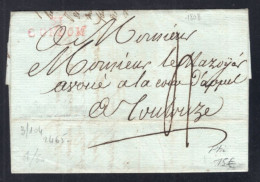 LETTRE 1808 MARQUE LINEAIRE - 31 CONDOM ( 26 X 9 Mm ) Rouge - Dept Gers - 1701-1800: Précurseurs XVIII