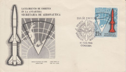 Argentina 1966 Lanzamiento De Cohetes En La Antartida Secretaria De Aeronautica 1v FDC Ca Cordoba 19.2.1966 (AGR222) - Antarctic Expeditions