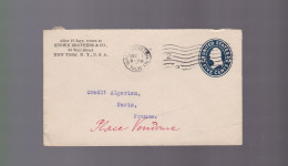 Timbre Entiers Postaux Postal  USA  Etats-Unis   Five  Cents   Bleu Foncé   1908  Destination  Crédit Algérien France - 1901-20