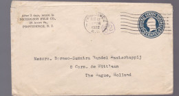 Timbre Entiers Postaux Postal  USA  Etats-Unis   Five  Cents   Bleu Foncé   1922 Destination Hollande - 1921-40