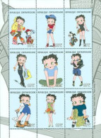CENTRAFRIQUE 1998 - Betty Boop - Cinéma - 9 V. - Central African Republic