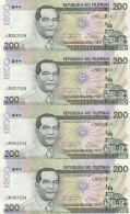 Philippine 2009 200 Piso Regular Issue Uncut Sheet Of 4 In Bangko Sentral Folder UNC - Philippines