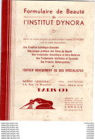 Institut  DYNORA .  Formulaire De Beauté . - Other & Unclassified