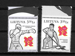 Estland: Olympische Spiele 2012 London,  2x Briefmarken ** Postfrisch - Lithuania
