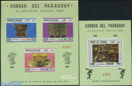 Paraguay 1967 Mexico Olympics 2 S/s, Mint NH, History - Sport - Archaeology - Olympic Games - Archäologie