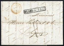 Cover 1823-1854: Tre Lettere In Porto Dovuto Da Milano Per La Francia, Una Del 16.12.1852 A Lyon (tassa "10" Dec.), E Du - Lombardo-Veneto