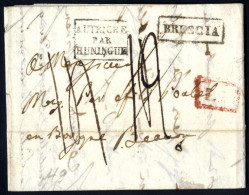Cover 1826, Lettera Da Brescia Il 4.8 Per La Francia, Bollo "Autriche Par Huningue" In Nero, Tassata Modificata Da 12 In - Lombardo-Veneto