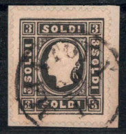 Delcampe - Piece 1858, 3 Soldi Nero, I° Tipo, Su Frammento, Sass. 24 - Lombardo-Venetien