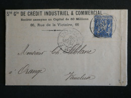 DW21 FRANCE .LETTRE   PERFORé PERFIN COVER . .1896  A ORANGE    SAGE  15C +  + - Covers & Documents