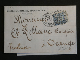 DW21 FRANCE .LETTRE   PERFORé PERFIN COVER . .1893 CHARLEVILLE   A ORANGE    SAGE  15C +  + - Covers & Documents