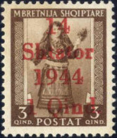 Delcampe - ** 1943, Freimarken Von Albanien Mit Aufdruck, 3 Q Schwärzlichgelbbraun Mit Aufdruckfehler 1944 Statt 1943, Postfrisch, - Besetzungen 1938-45