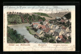 AK Mittweida, Neudörfchen Mit Fluss Aus Der Vogelschau - Mittweida
