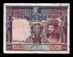 España Spain 1000 Pesetas Carlos I 1925 Pick 70c Bc/Mbc F/Vf - 1000 Pesetas