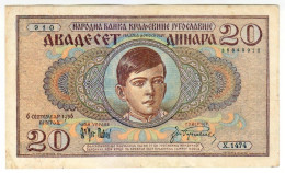 1936 Yugoslavia Kingdom 20 Dinara 910 Paper Banknote Money Currency - Jugoslawien