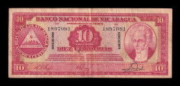 Nicaragua 10 Córdobas 1959 Pick 101b Bc/Mbc F/Vf - Nicaragua