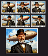 Airship, Dirigible, Blimp  6 Stamps+ Block Perforated - Luchtballons
