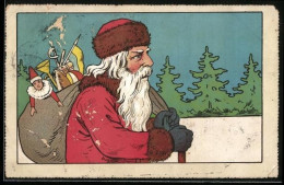 AK Weihnachtsmann Mit Einem Sack Voll Geschenke - Santa Claus