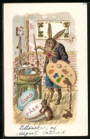 Lithographie Osterhase Bemalt Die Eier Zum Feste, Glas Pask - Ostern