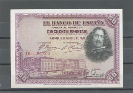 ESPAGNE    -50  PESETAS    -1928  -KP 75b-SPL-(AU) - 50 Pesetas