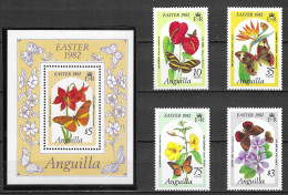 Anguilla 1982 Mi.No. 478 - 482 Block 41 / 15,00 € / Insects Butterflies Flowers Easter MNH ** 4v + S/sh - Vlinders