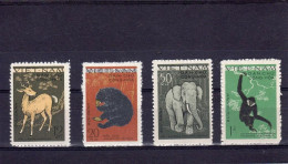 Viet Nam North, 1961, Animals, Monkey, Elephant, Bear, 4val - Elephants