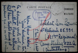 CARTE FM ST PAIR MANCHE 20 AOUT 194? POUR CAMP STALAG VIIIA GERMANY + GEPRUFT - WW II