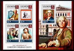 Solomon Islands 2014 Christoph Gluck Composer 300th  Set Of 2 Minisheets MNH  (Trple) - Salomoninseln (Salomonen 1978-...)