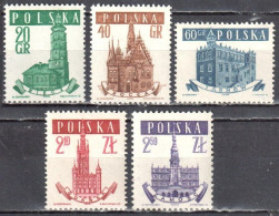 Poland 1958 - Town Halls - Mi 1046-50 - MNH(**) - Ungebraucht