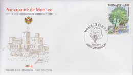 Enveloppe   FDC   1er   Jour    MONACO    Flore   Espéces   Patrimoniales   :  Carubier       2014 - FDC