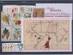1992 Vaticano, Francobolli Nuovi, 26 Valori + 1 Foglietto - MNH ** - Annate Complete