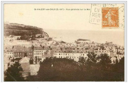76.SAINT VALERY EN CAUX.VUE GENERALE SUR LA MER.PLIE - Saint Valery En Caux