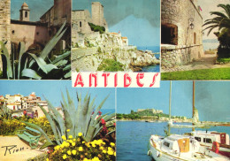 ANTIBES , FORT CARRÉ, RAMPARTS , PARK, BOATS, TOWER, RION EDITION, POSTCARD, FRANCE - Antibes - Les Remparts