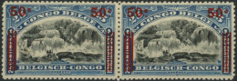 [* SUP] N° 90, 50c/25c Bleu En Paire Avec Curiosité : Point Rouge Absent Sour Le 'c' De 50c - Unused Stamps