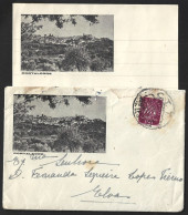 Envelope And Letter With Image Portalegre. Obliteration Railways 'Amb. Leste II' 1944. Carta Portalegre.  'Amb. Leste II - Covers & Documents