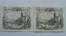 2 Casino De Gand - Voeux 1875, Cartes Porcelaine, Porseleinkaart, Lithographie - Zonder Classificatie