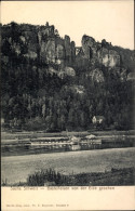CPA Lohmen Sächsische Schweiz, Bastei, Basteibrücke, Basteifelsen, Salondampfer - Other & Unclassified