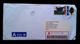 BELGIUM TO INDIA 2025, RECOMMANDE REGISTER STAMP BIRD, CHRISTMAS TREE, 2 DIFF STAMP, A PRIOR, LABLE, REGISTERED COVER - Briefe U. Dokumente